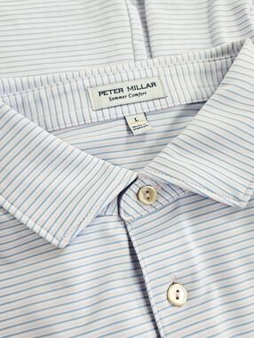 Peter Millar Summer Comfort Polo Shirt Mens Pink Blue White Performance Golf L